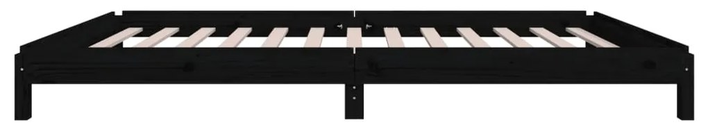 Cama empilhável 100x200 cm madeira de pinho maciça preto