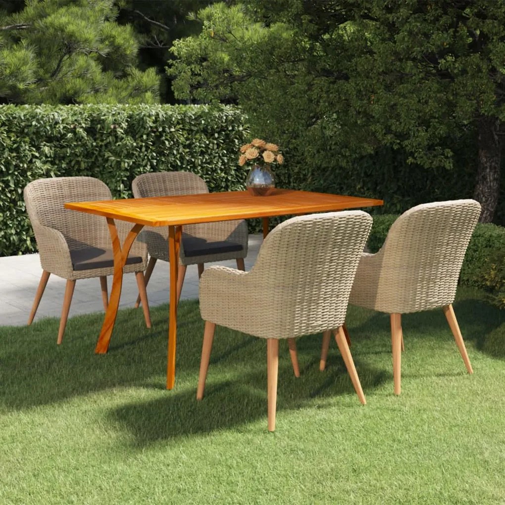 vidaXL 5 pcs conjunto de jantar para jardim castanho