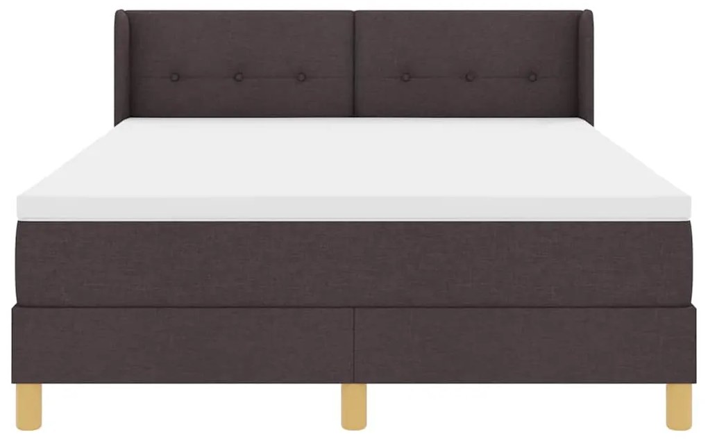Cama Box com cabeceira Manual Castanho escuro 140 x 200 cm Estofado