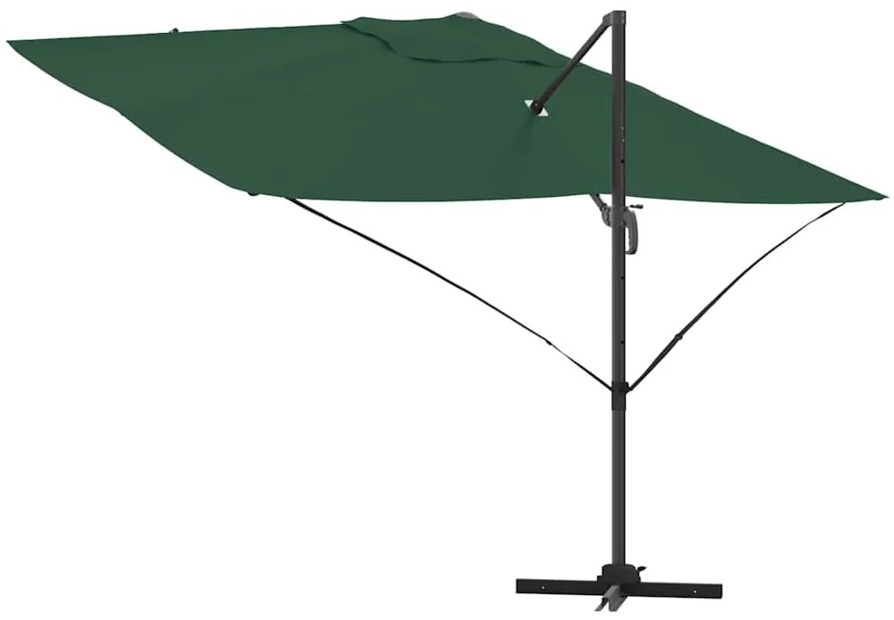 Guarda-Sol Cantilever Roma Verde 352x251x260 cm em Alumínio