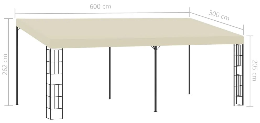 Gazebo de montagem na parede 3x6 m tecido creme
