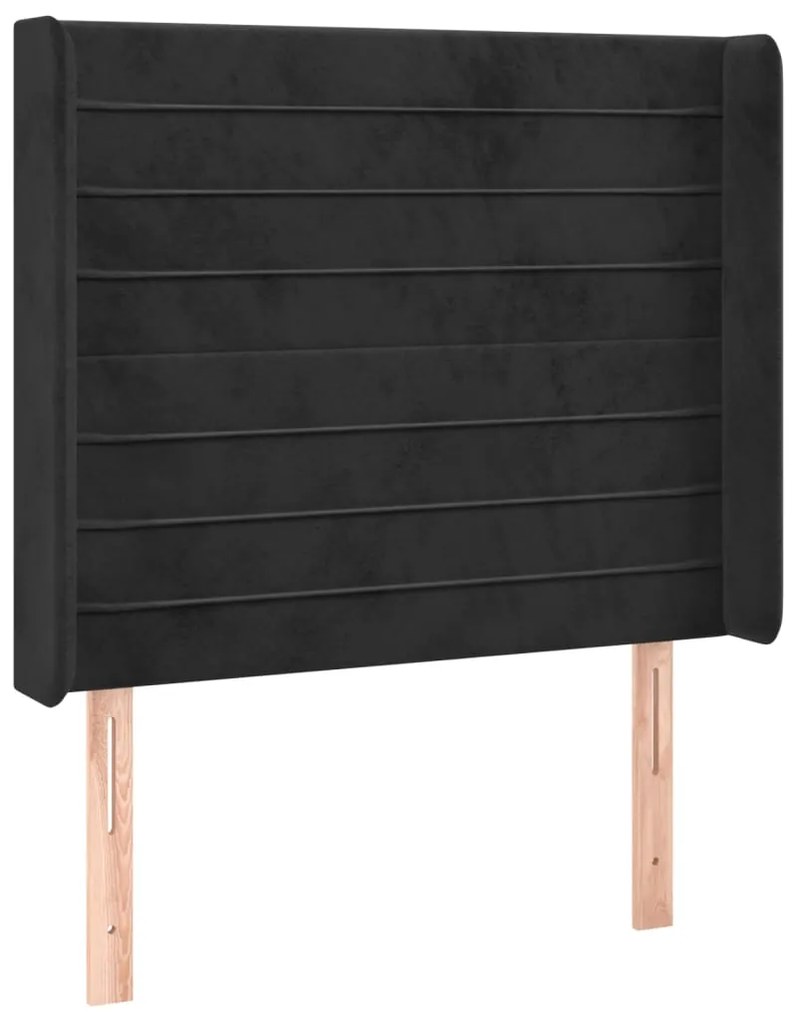 Cama box spring c/ colchão/LED 80x200 cm veludo preto