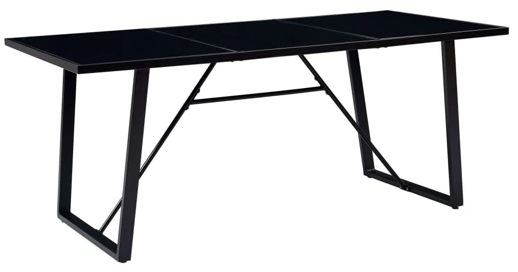 vidaXL Mesa de jantar 180x90x75 cm vidro temperado preto