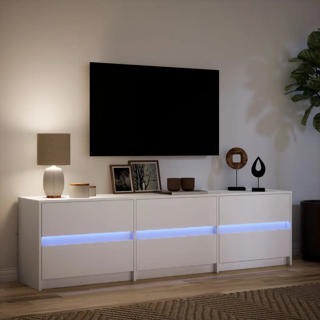 Móvel de TV com luzes LED derivados de madeira branco