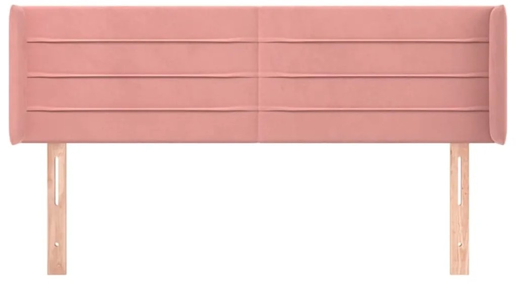 Cabeceira de cama c/ abas veludo 147x16x78/88 cm rosa