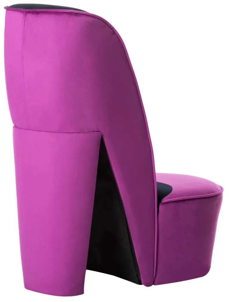 Cadeira estilo sapato de salto alto veludo roxo