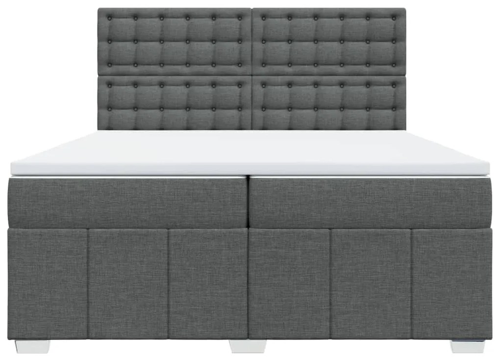 Cama com molas/colchão 200x200 cm tecido cinzento-escuro