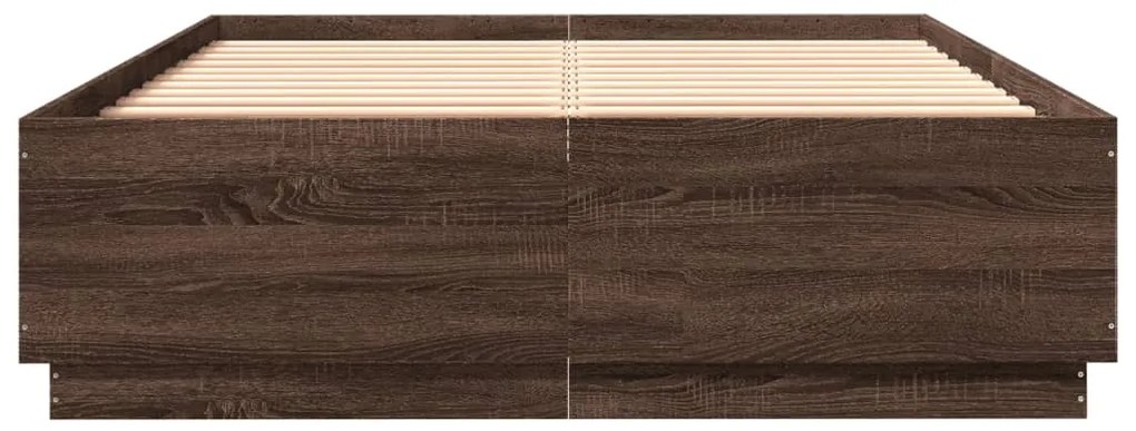 Estrutura de cama 150x200cm derivados madeira carvalho castanho