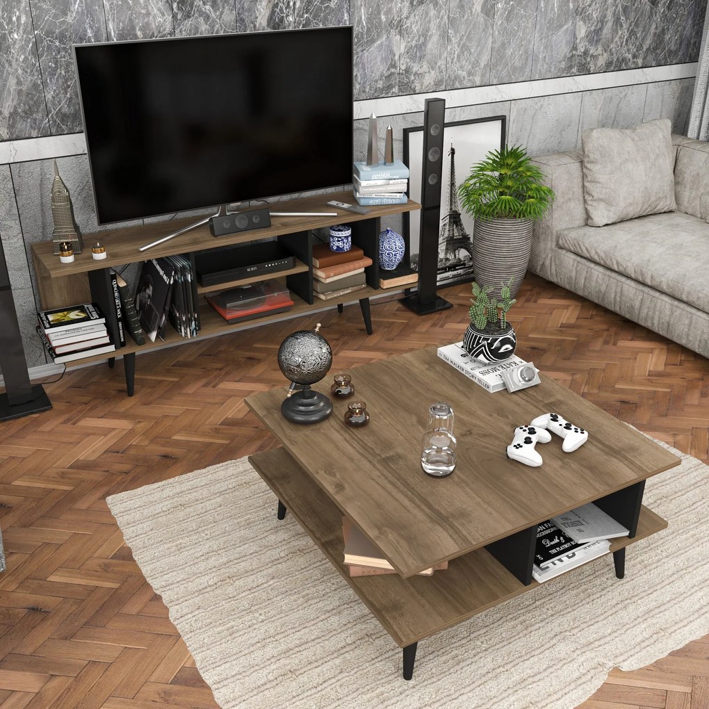 Mesa de Centro Akya – Preto Nogal – 89x89x44 cm