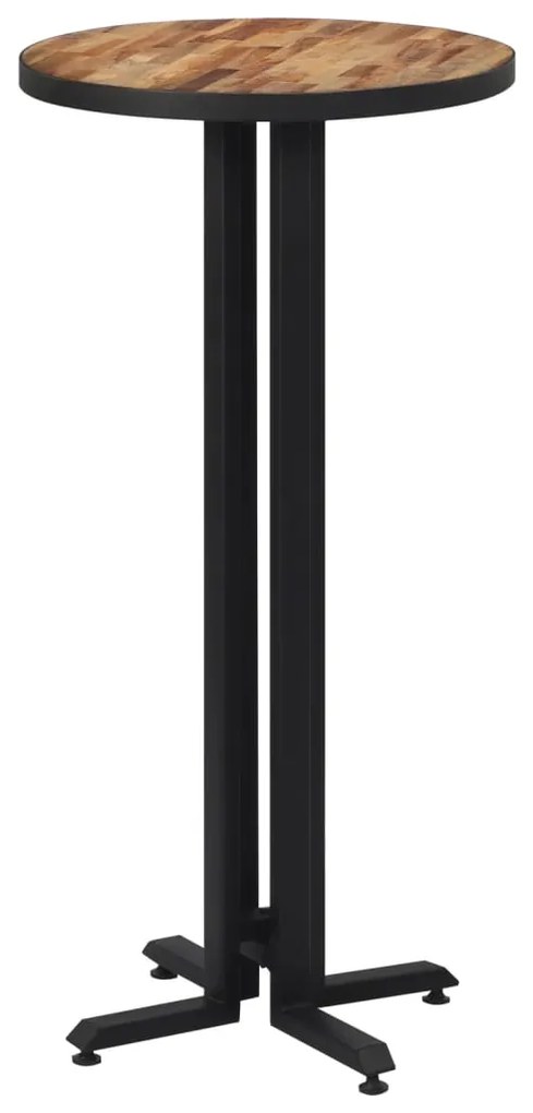 vidaXL Mesa de bar redonda Ø55x110 cm teca recuperada maciça