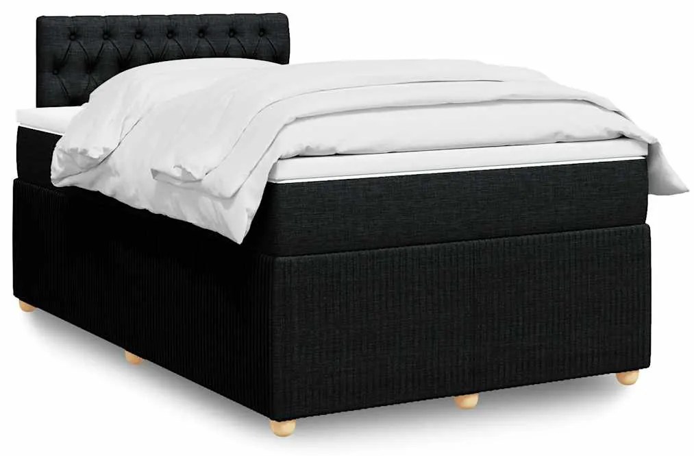 vidaXL Cama boxspring com colchão 120x190 cm tecido preto