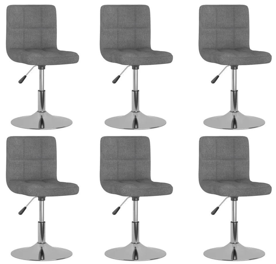 vidaXL Cadeiras de jantar giratórias 6 pcs tecido cinzento-claro