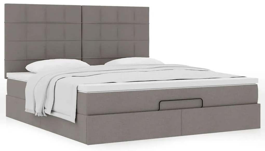 Estrutura de cama otomana com colchão tecido cinzento 160x200cm