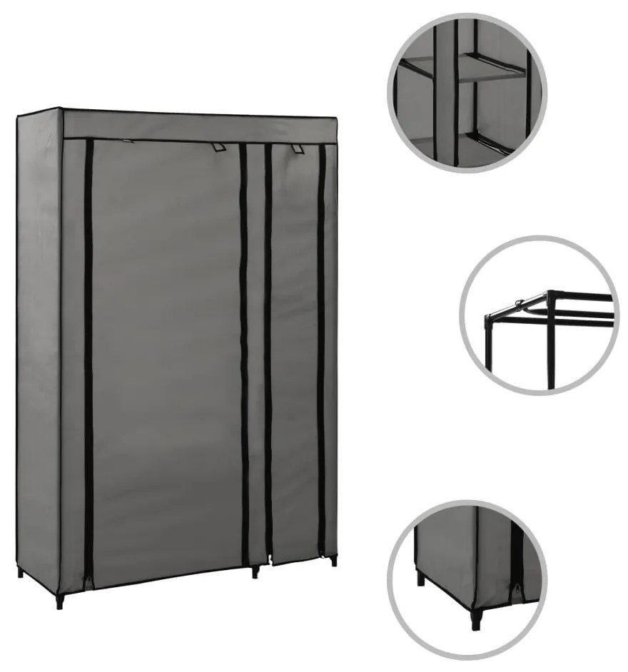 Roupeiros dobráveis 2 pcs 110x45x175 cm tecido cinzento