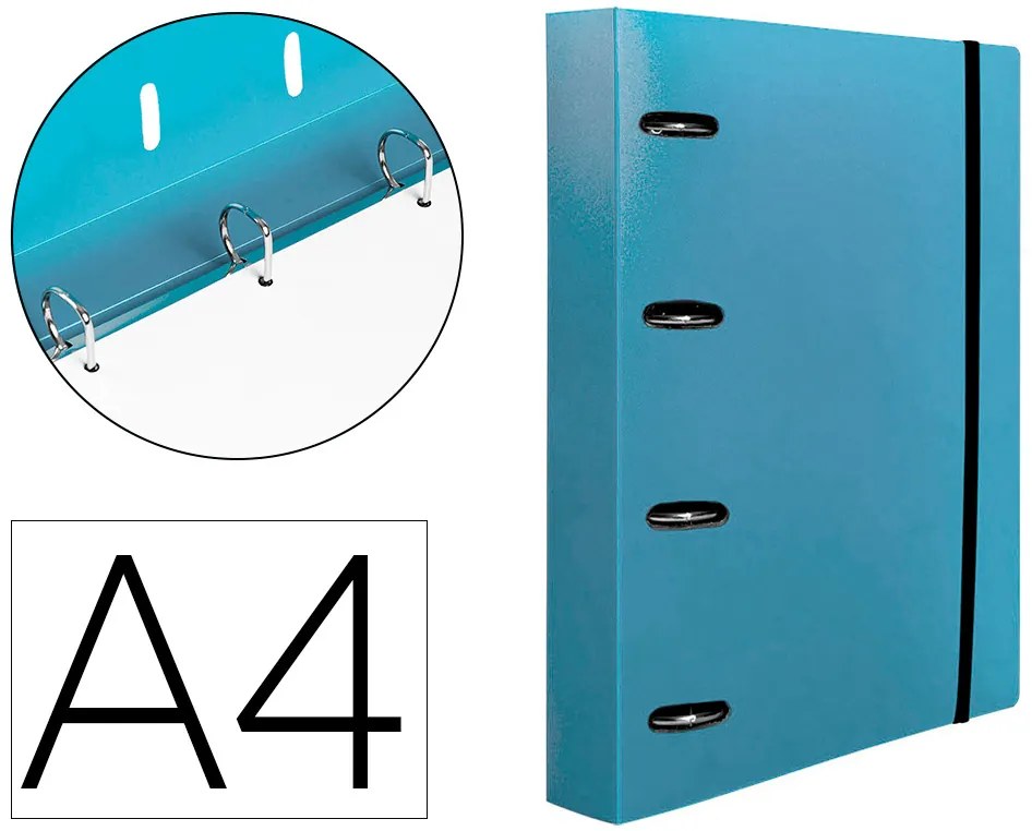 Carpeta Con Recarga A4 Cuadro 5mm 100 Folhas 80g Polipropileno 4 Anillas Mixtas 25mm Color