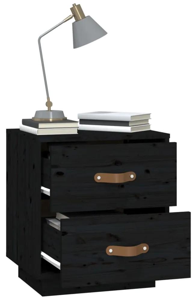 Mesas de cabeceira 2 pcs 40x34x45cm madeira pinho maciça preto