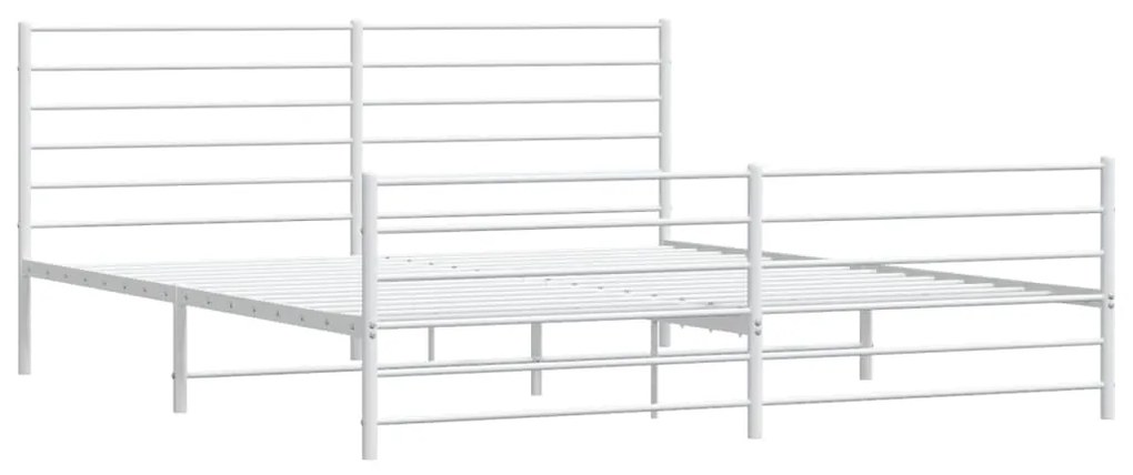 Estrutura de cama com cabeceira e pés 200x200 cm metal branco