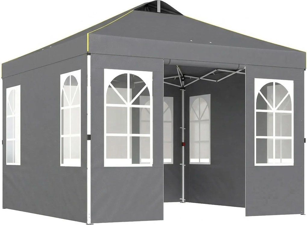 Outsunny Tenda Dobrável de Jardim 3x3 m Pop-up com UPF50+ 4 Laterais Removíveis Altura Ajustável e Bolsa de Transporte Cinzento | AOSOM Portugal