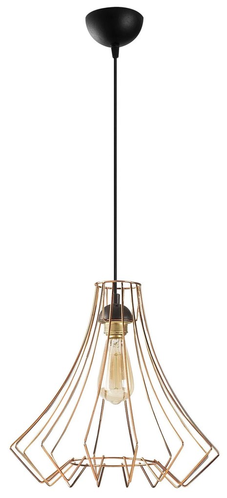 Candeeiro Chandelier Saglam – Cobre e Preto – Diâmetro 37 cm