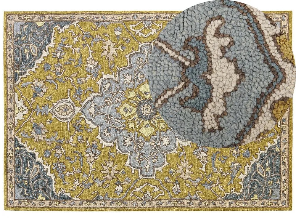 Tapete de lã amarelo e azul 160 x 230 cm MUCUR Beliani