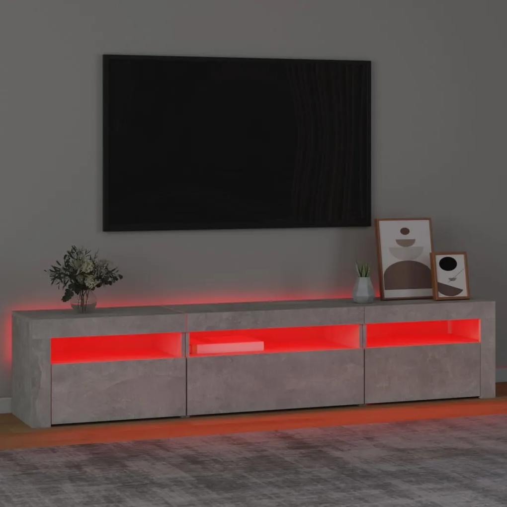 Móvel de TV com luzes LED 195x35x40 cm cinzento cimento