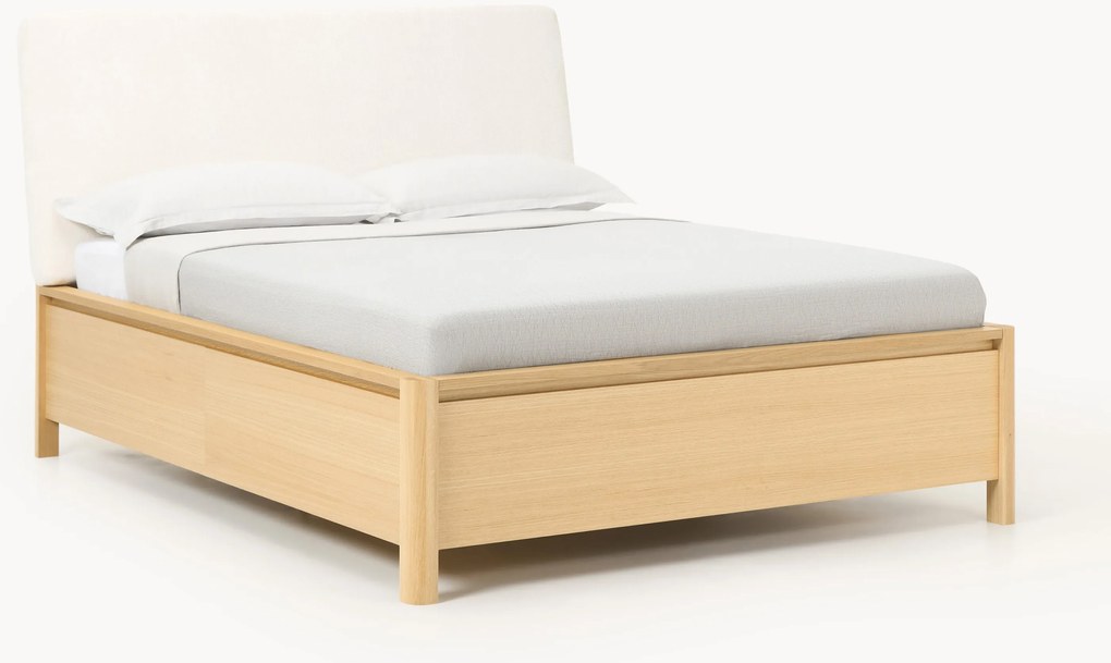 Cama de madeira com cabeceira estofada e gavetas Santiago