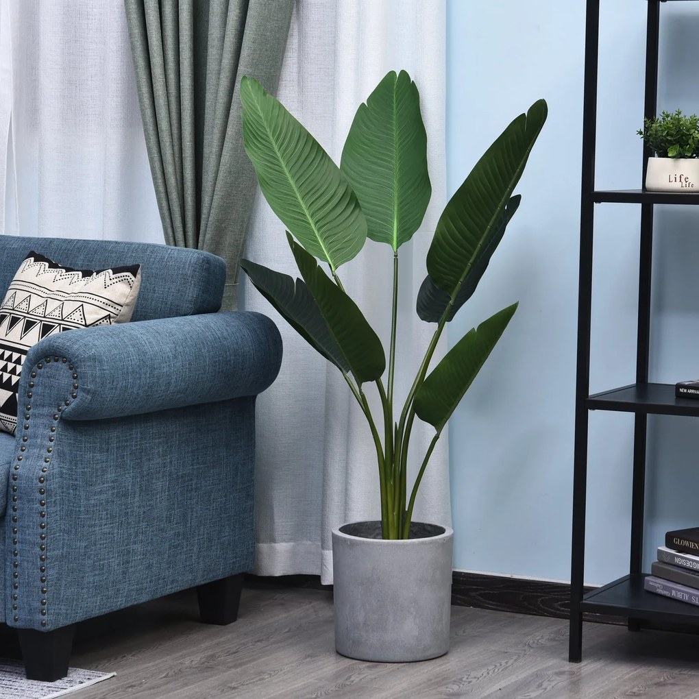 Planta de decoração artificial de Palma Árvore realista com vaso de flores 7 folhas x15x120cm para exterior e interior Não requer instalação