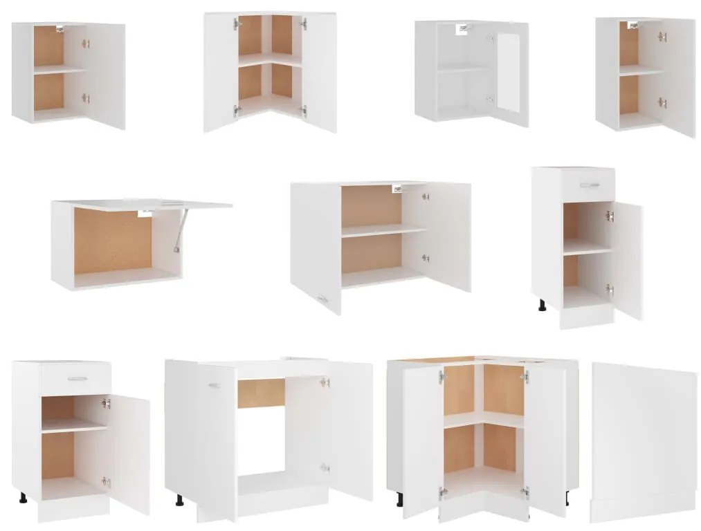 11 pcs conjunto armários de cozinha contraplacado branco