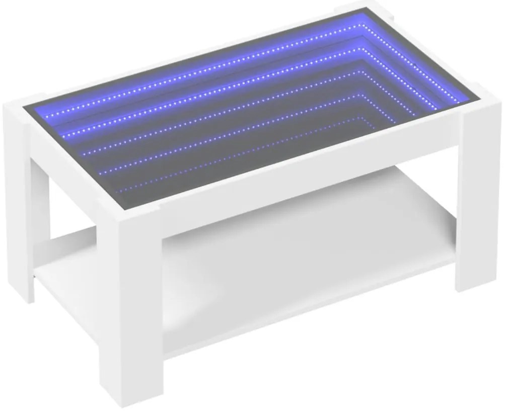 Mesa de centro c/ LEDs 93x53x45 cm derivados de madeira branco