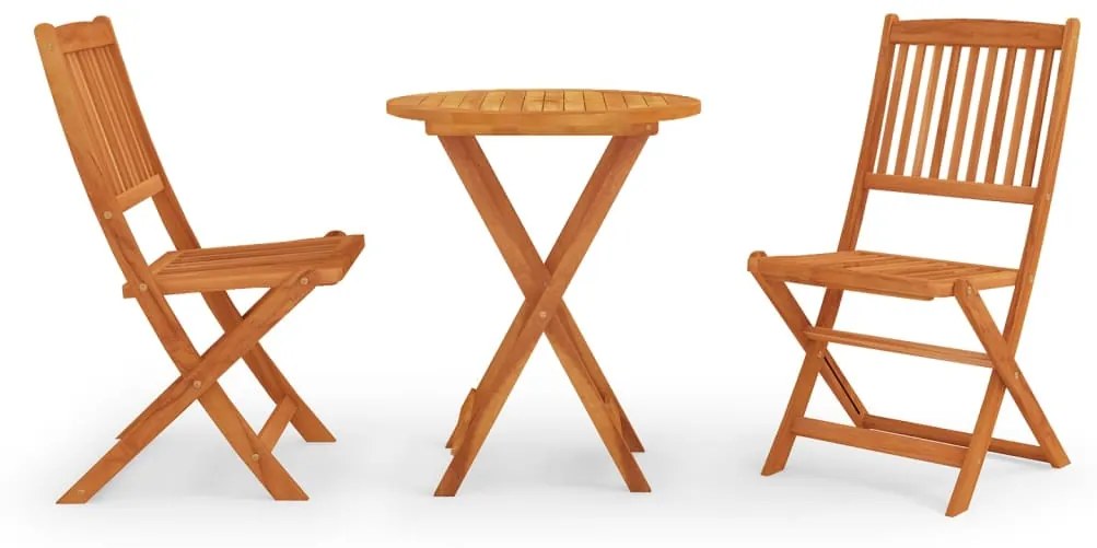 vidaXL 3 pcs conj. jantar exterior dobrável madeira eucalipto maciça