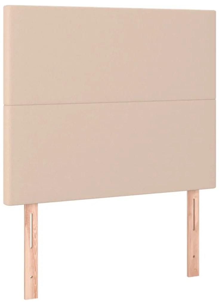 Cama box spring c/ colchão/LED 90x200cm couro artif. cappuccino