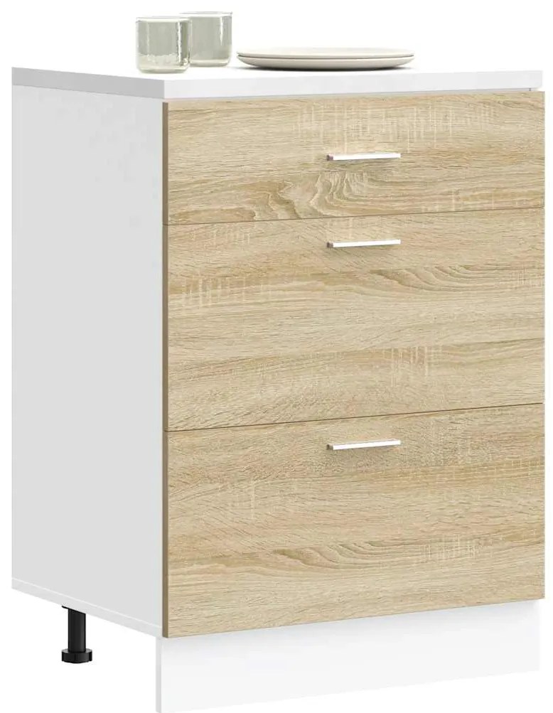 vidaXL Armário base de cozinha “Lyon” carvalho sonoma