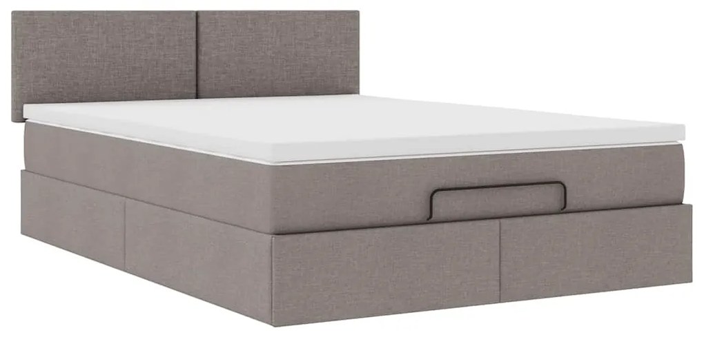 Cama otomana com colchão 140x200 cm tecido cinza