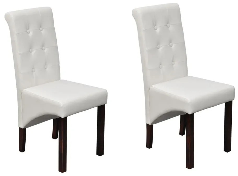 Cadeiras de jantar 2 pcs couro artificial branco