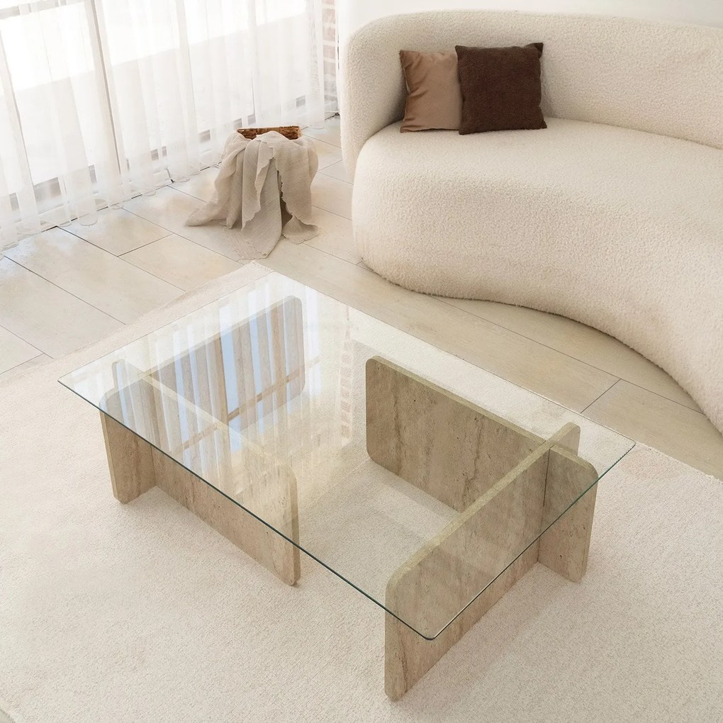 Mesa de Centro Escape – Travertino – 105 cm x 30 cm x 65 cm