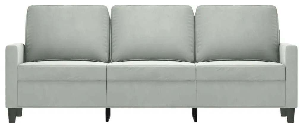 Sofá de 3 lugares 180 cm veludo cinzento-claro