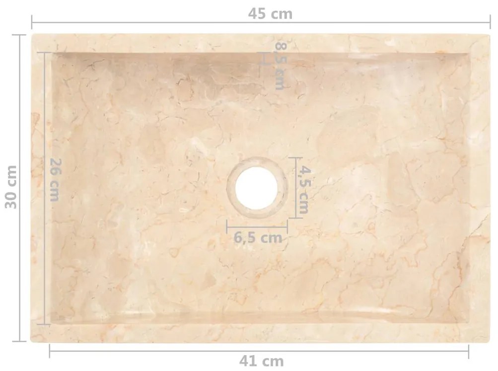Lavatório 45x30x12 cm mármore creme brilhante