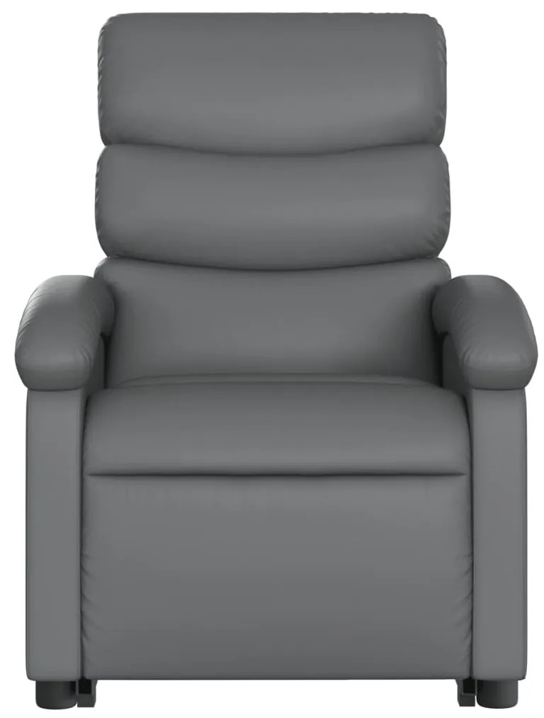 Poltrona massagens reclinável elevatória couro artif. cinzento