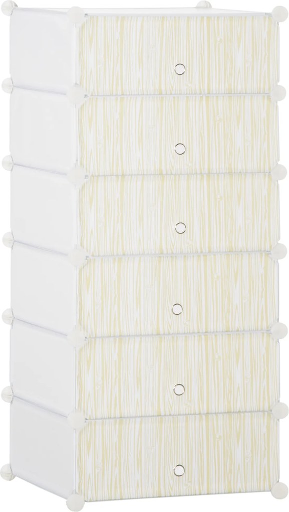 HOMCOM Sapateira modular, móvel de arrumação com 6 cubos empilháveis em plástico, 49 x 36,5 x 108 cm branco | Aosom Portugal