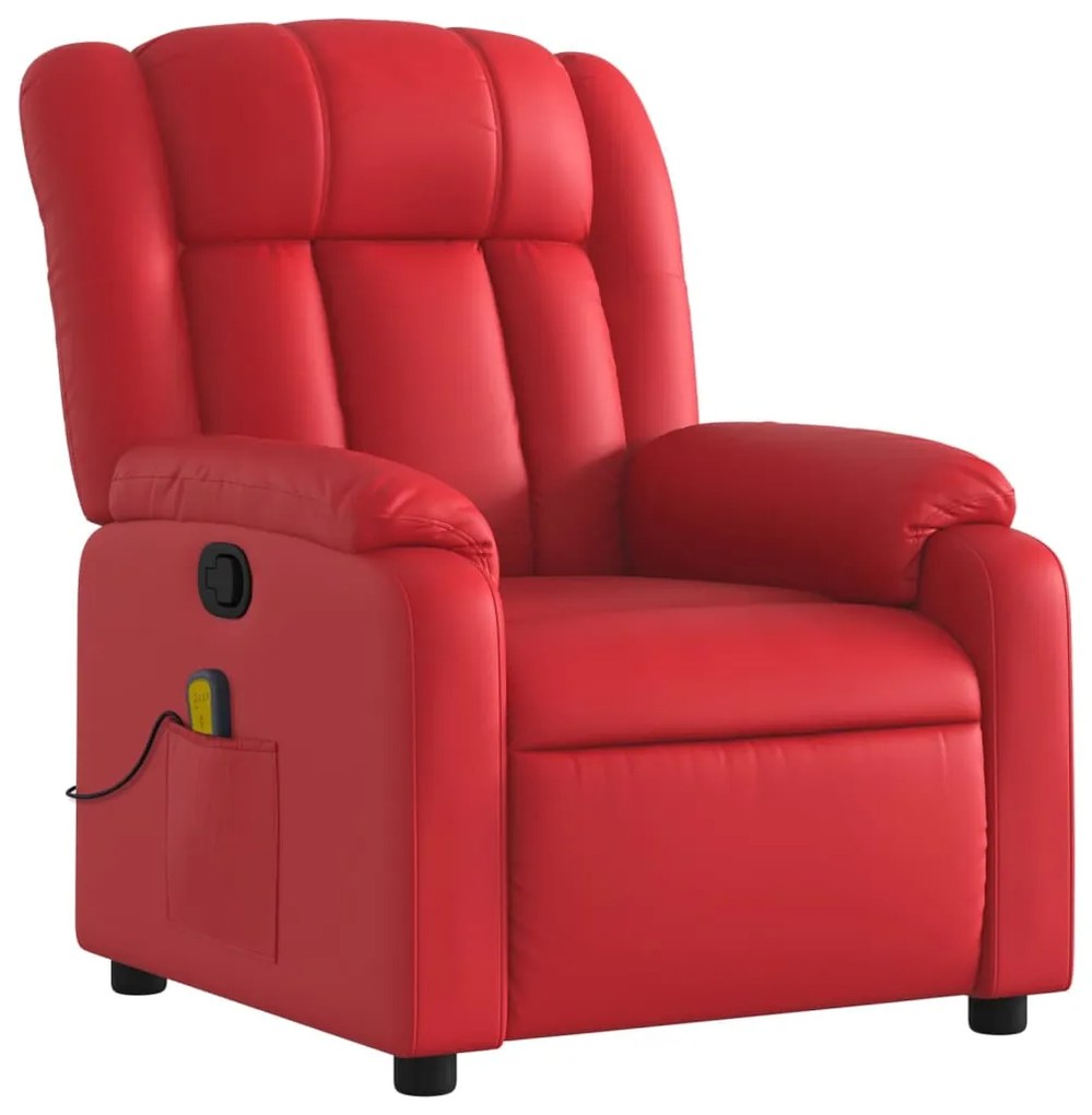 Poltrona de massagens reclinável couro artificial vermelho