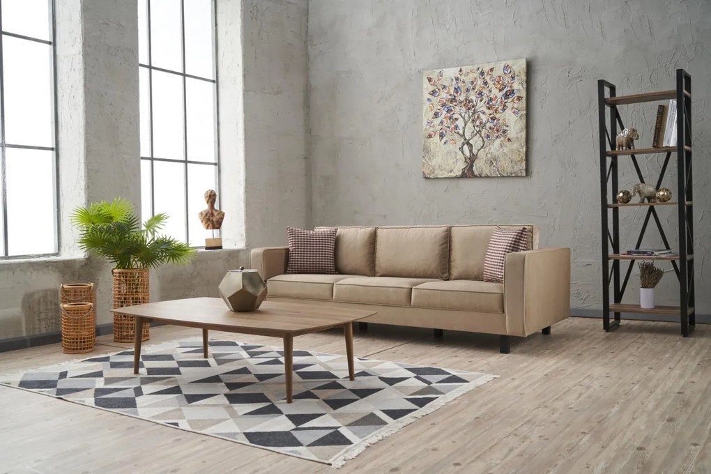 Sofá de 3 Lugares Kale – Creme – 222 cm x 83 cm x 91 cm
