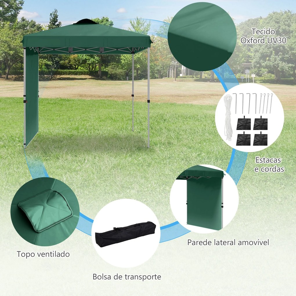 Outsunny Tenda Dobrável 2,5x2,5 m Altura Ajustável Tenda de Jardim com