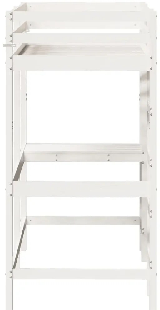 Cama alta com secretária 75x190 cm pinho maciço branco