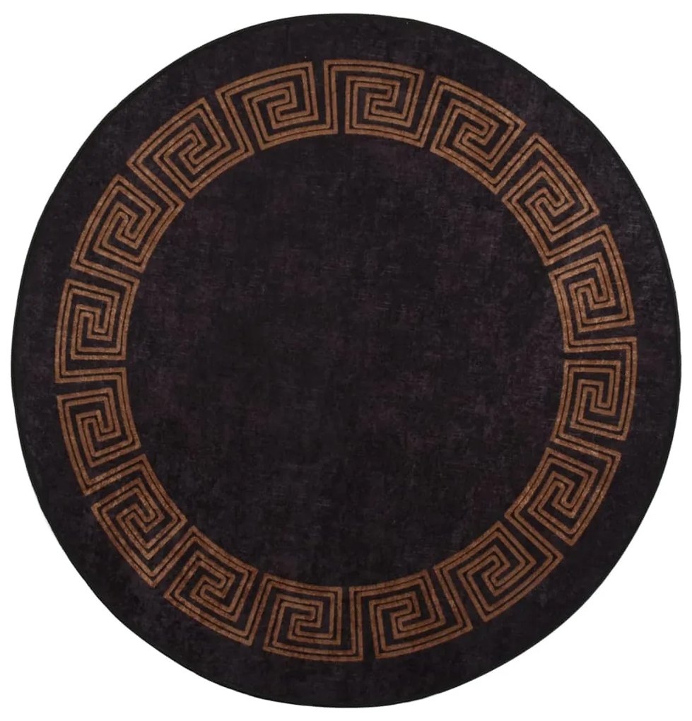 Tapete lavável antiderrapante φ120 cm preto e dourado