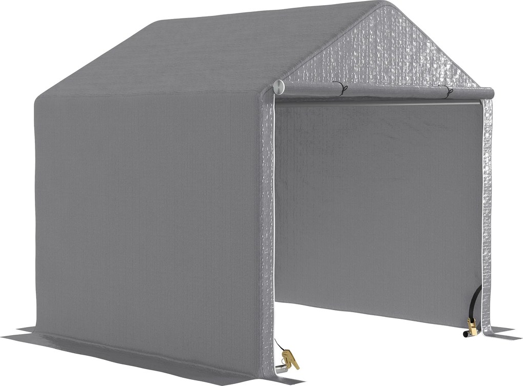 Outsunny Abrigo de Jardim 2x2x2 m bicicletas ao ar livre com Estrutura em Aço Galvanizado Impermeável e Resistente Aos Raios UV Cinza | Aosom Portugal