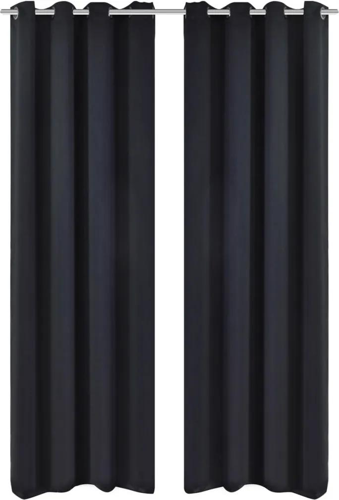 Cortinas blackout 2 pcs com ilhós de metal 135x175 cm preto