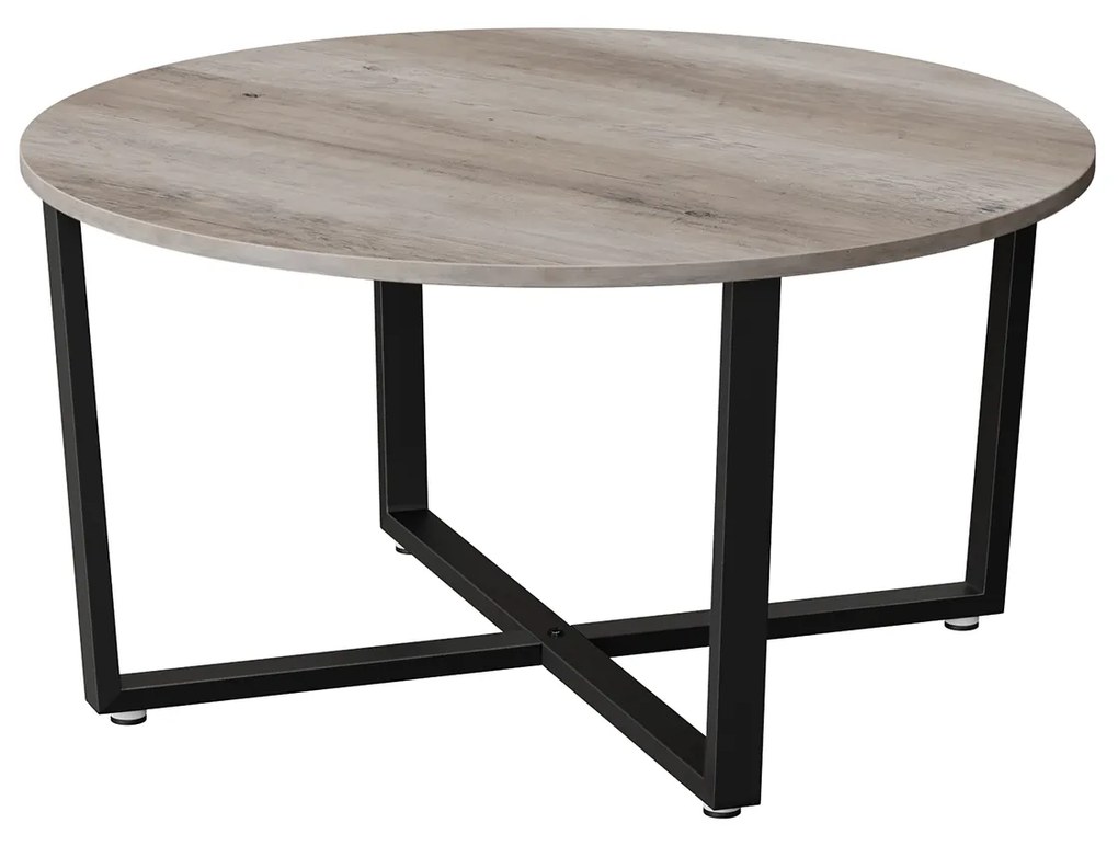 Mesa de centro redonda VASAGLE, estilo industrial, estrutura de metal durável, fácil de montar, para sala de estar, quarto, cinza e preto LCT088B02