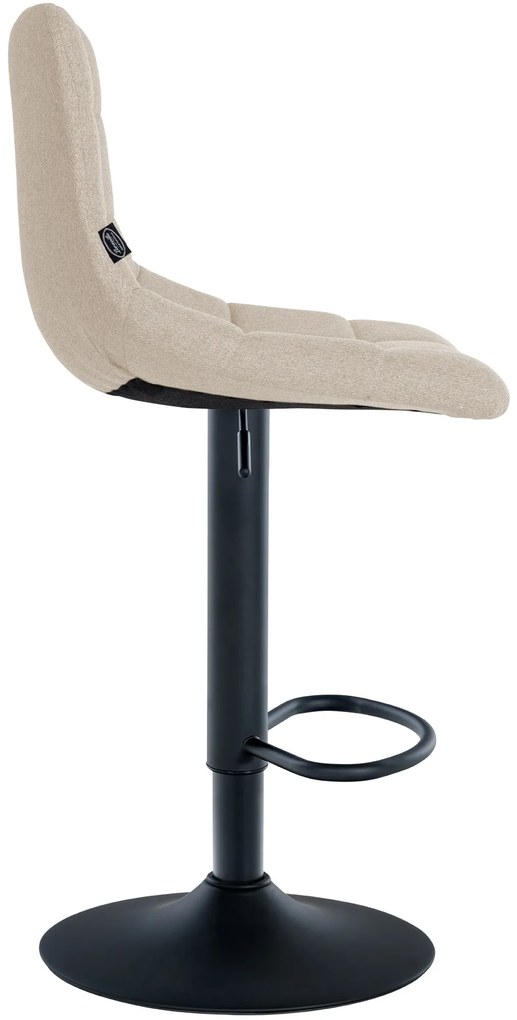 Banco de bar Jerry em tecido com estrutura preta 87-108,5 x 43 x 46,5 cm Creme