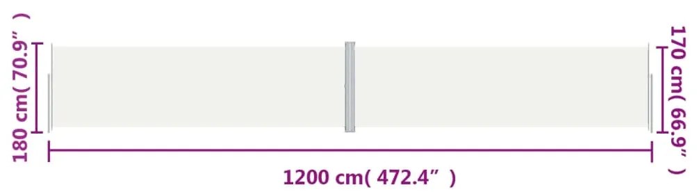 Toldo lateral retrátil 180x1200 cm cor creme