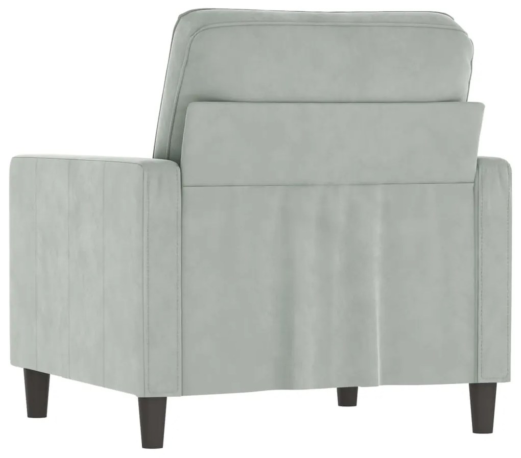 Poltrona 60 cm veludo cinzento-claro